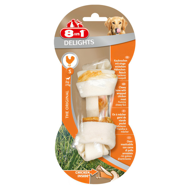 Лакомство 8in1 DELIGHTS S косточка с куриным мясом для мелких и средних собак 11 см