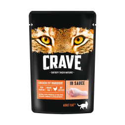 Crave влажный корм для взрослых кошек с курицей в соусе, в паучах - 70 г х 30 шт