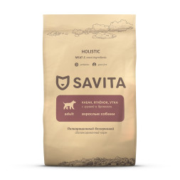 Savita Grain Free 3 Meat Recipe Adult сухой беззерновой корм для взрослых собак всех пород, 3 вида мяса с кабаном, ягненком и уткой - 18 кг