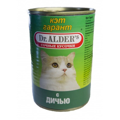 Консервы Dr. Alders Cat Garant для взрослых кошек с дичью 415 г х 24 шт
