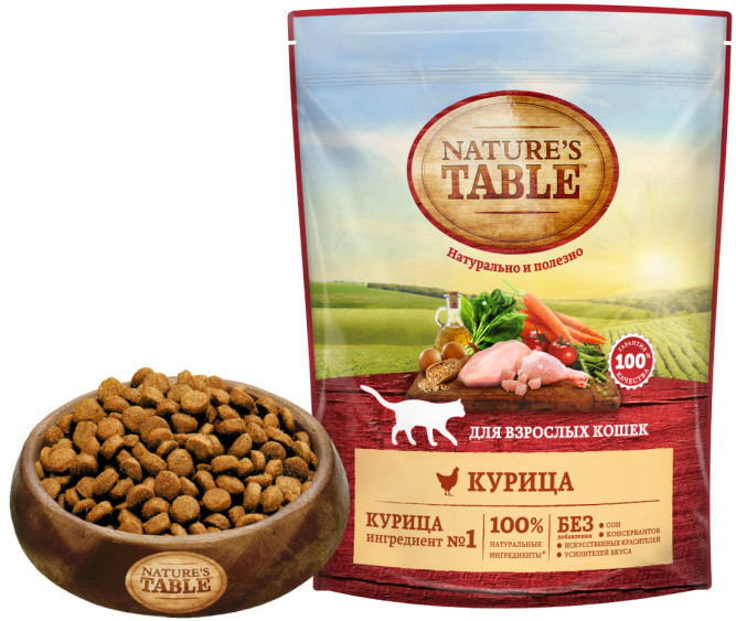 Nature’s Table сухой корм для кошек с курицей - 650 г