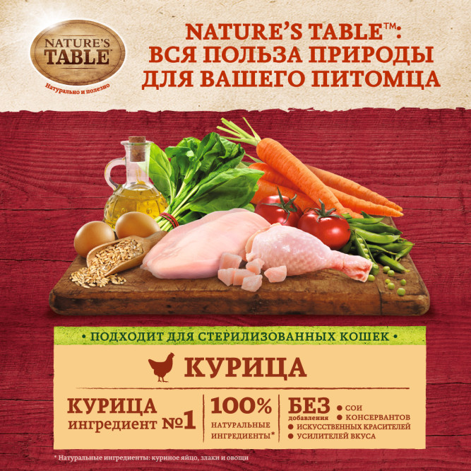 Nature’s Table сухой корм для кошек с курицей - 650 г