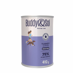 Buddy&amp;Sol Premium для собак всех пород с индейкой и яблоком, в консервах - 410 г х 9 шт