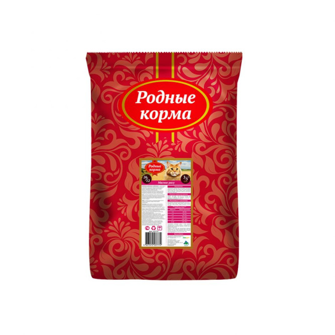 Родные корма сухой корм для взрослых кошек с мясным рагу - 3/5 пуда (10 кг)