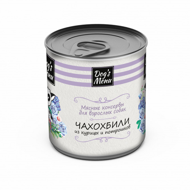 Dog`s Menu влажный корм для взрослых собак чахохбили из курицы и потрошков в консервах - 750 г х 6 шт
