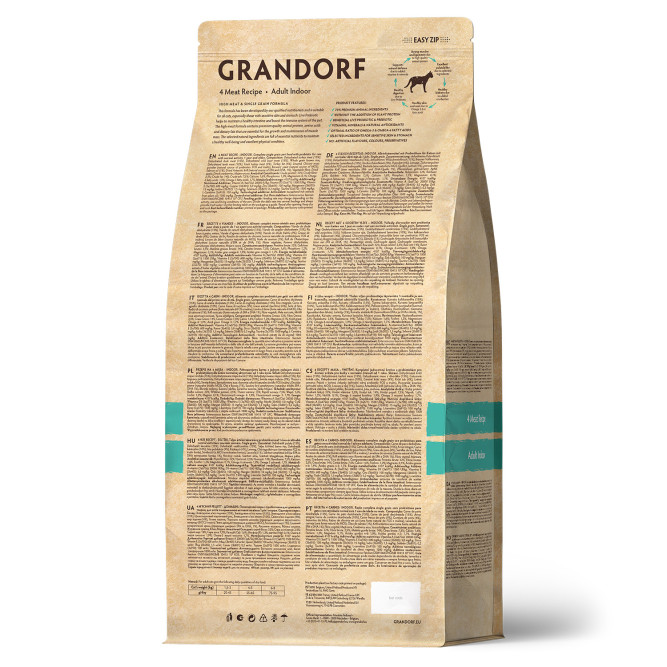 Grandorf сухой корм для домашних кошек с четырьмя видами мяса - 400 г