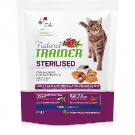 Trainer Natural Cat Sterilised Adult сухой корм для стерилизованных кошек с лососем - 300 г