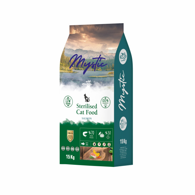 Mystic Sterilised Cat Food Salmon сухой корм для стерилизованных кошек с лососем - 15 кг