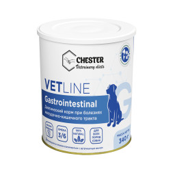 Chester Vetline Gastrointestinal влажный диетический корм для собак при заболеваниях ЖКТ, с птицей, в консервах - 340 г х 6 шт