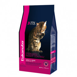 Сухой корм Eukanuba Adult Sterilised Weight Control для стерилизованных кошек и кошек с ожирением - 10 кг