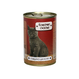 Кошачье счастье влажный корм для котят с говядиной, в консервах - 410 г х 20 шт