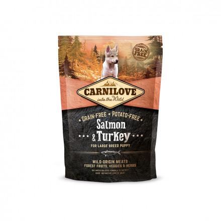 Сухой корм Carnilove Salmon &amp;Turkey for Large Breed Puppy для щенков крупных пород с лососем и индейкой беззерновой - 1,5 кг