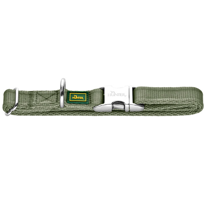 Hunter ALU-Strong Inari S ошейник для собак, 30-45 см, нейлон, с металлической застежкой, оливковый