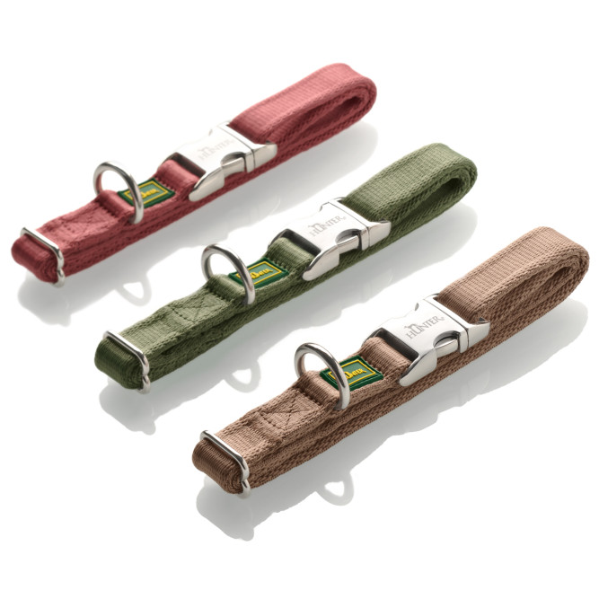 Hunter ALU-Strong Inari S ошейник для собак, 30-45 см, нейлон, с металлической застежкой, оливковый