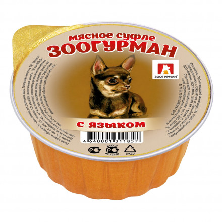 Зоогурман влажный корм для взрослых собак мелких и средних пород, с языком - 100 г x 20 шт