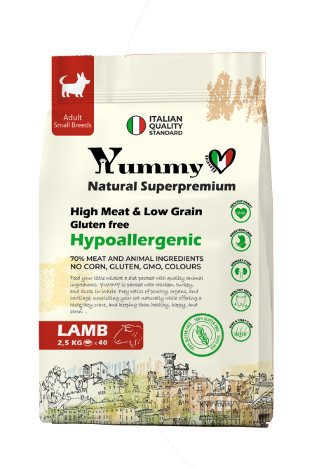 Yummy Linea сухой корм для взрослых собак малых и миниатюрных пород с ягненком - 2,5 кг