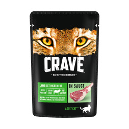 Crave влажный корм для взрослых кошек с ягненком в соусе, в паучах - 70 г х 30 шт