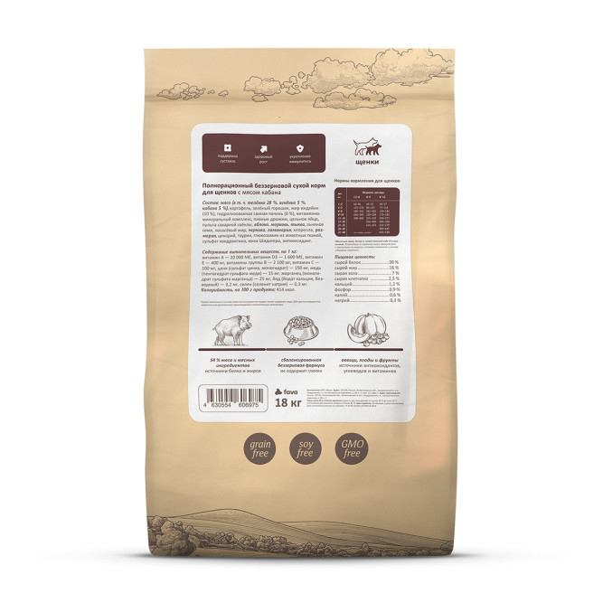 Savita Grain Free Puppy Boar сухой беззерновой корм для щенков всех пород с мясом кабана - 18 кг
