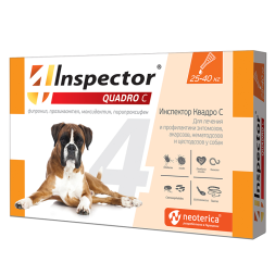 Inspector Quadro капли от наружных и внутренних паразитов для собак весом 25-40 кг - 1 пипетка