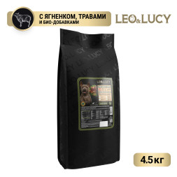 LEO&amp;LUCY сухой холистик корм для взрослых собак средних пород с ягненком и травами - 4,5 кг