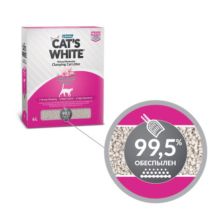 Cat&#039;s White Box Premium Baby Powder наполнитель комкующийся для кошачьего туалета с ароматом детской присыпки - 6 л