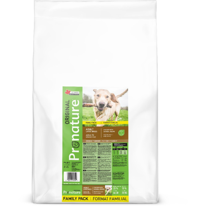 Pronature Original сухой корм для взрослых собак крупных пород с курицей и овсом - 20 кг