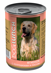 Dog Lunch влажный корм для взрослых собак с ягненком, потрошками и рисом в желе, в консервах - 410 г х 12 шт