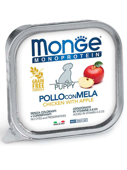 Monge Dog Monoprotein Fruits влажный корм для щенков всех пород с курицей и яблоком в ламистере 150 г (24 шт в уп)