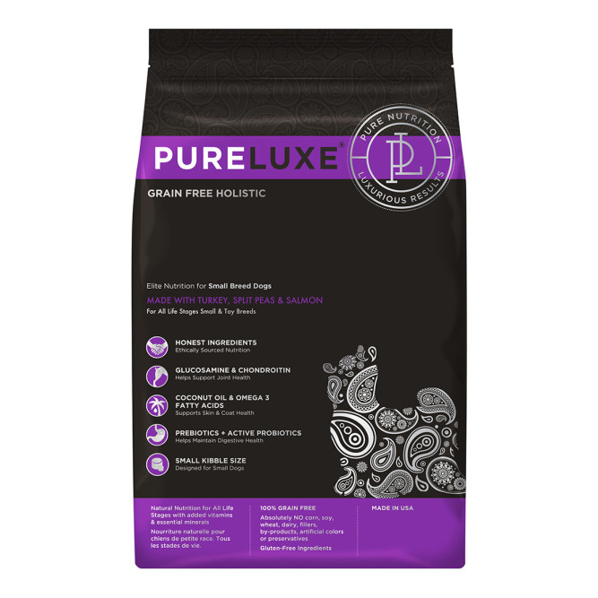 PureLuxe сухой корм для собак мелких пород с индейкой, горошком и лососем - 1,81 кг