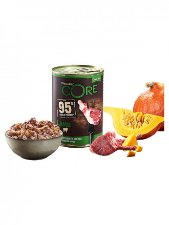 Wellness Core 95 влажный корм для взрослых собак с ягненком и тыквой в консервах 400 г
