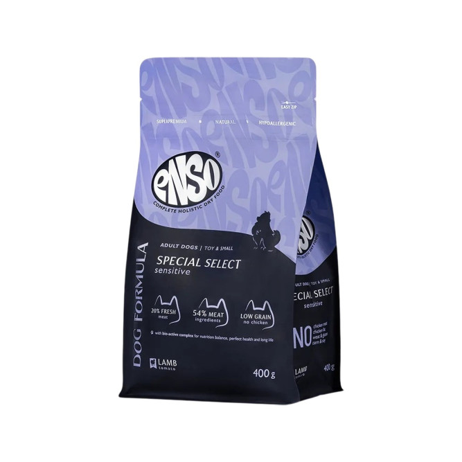 ENSO Dog Formula Special Select сухой корм для взрослых собак мелких и миниатюрных пород со свежим ягненком и добавлением томата - 400 г