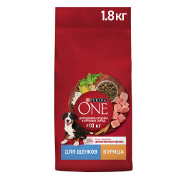 Purina ONE сухой корм для щенков для средних и крупных пород с курицей и рисом - 1,8 кг