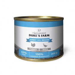 Duke's Farm влажный корм для взрослых собак паштет из индейки с уткой, в консервах - 200 г х 24 шт