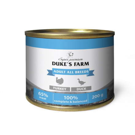 Duke&#039;s Farm влажный корм для взрослых собак паштет из индейки с уткой, в консервах - 200 г х 24 шт