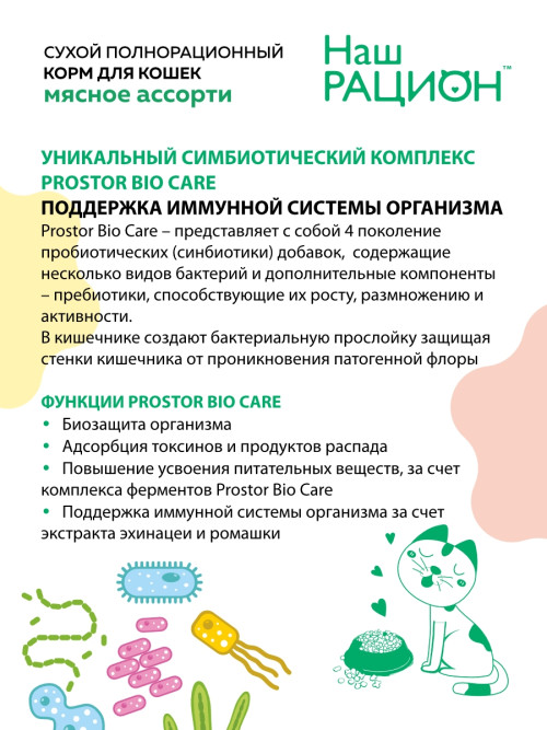 Наш рацион сухой корм для взрослых кошек, мясное ассорти - 10 кг