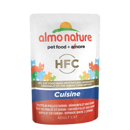 Almo Nature Classic Adult Cat Cuisine Chicken Fillet &amp; Surimi паучи холистик для взрослых кошек с куриным филе и крабовыми палочками - 55 г х 24 шт