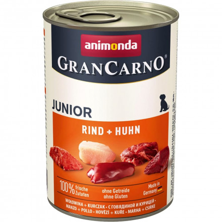 Animonda Gran Carno Original Junior влажный корм для щенков и юниоров с говядиной и курицей - 400 г (6 шт в уп)