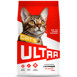 Ultra полнорационный сухой корм для взроcлых кошек, с курицей - 3 кг