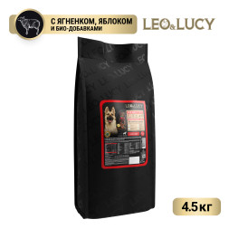 LEO&amp;LUCY сухой холистик корм для взрослых собак крупных пород с ягненком и яблоком - 4,5 кг