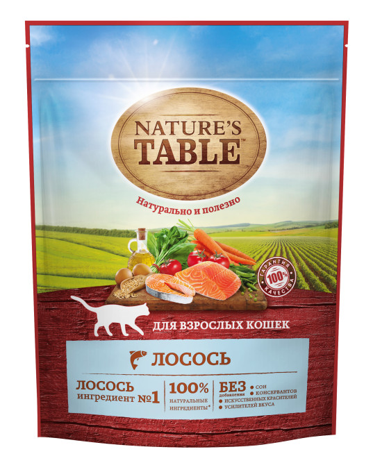 Nature’s Table сухой корм для кошек с лососем - 650 г