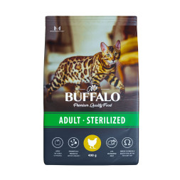 Mr.Buffalo Castrated полнорационный сухой корм для взрослых стерилизованных котов и кошек с курицей - 400 г