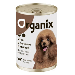 Organix консервы для собак с уткой, с печенью и тыквой - 400 г х 9 шт