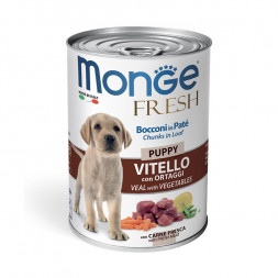 Monge Dog Fresh влажный корм для щенков с мясным рулетом из телятины и овощей в консервах 400 г (24 шт в уп)