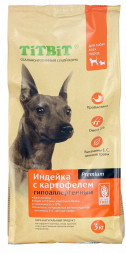 TiTBiT сухой гипоаллергенный корм для собак всех пород с индейкой и картофелем - 3 кг