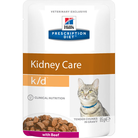 Hills Prescription Diet k/d Kidney Care влажный диетический корм для кошек для поддержания здоровья почек с говядиной - 85 г