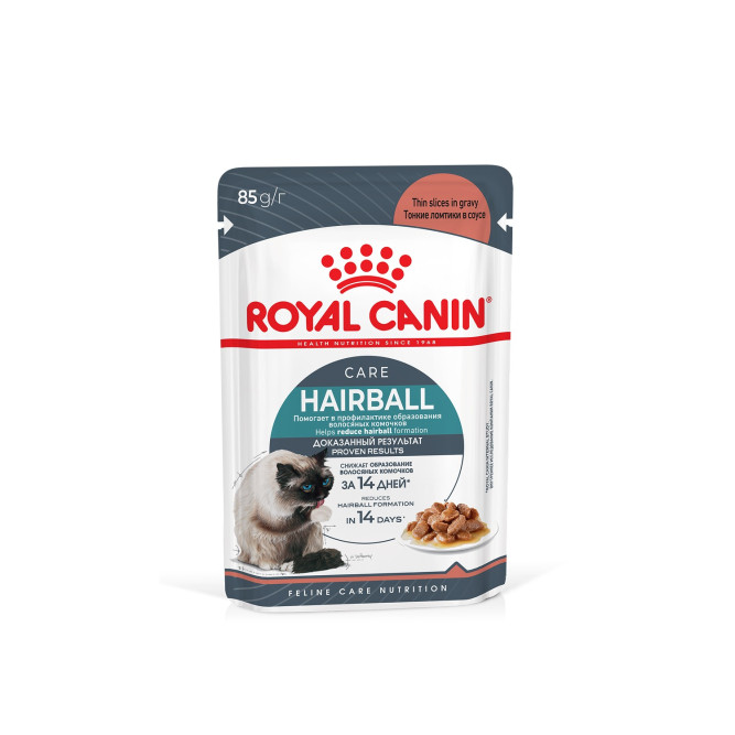 Royal Canin Hairboll Care влажный корм для взрослых кошек для снижения риска образования волосяных комочков, кусочки в соусе, в паучах - 85 г х 28 шт