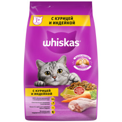 Whiskas Вкусные подушечки с нежным паштетом сухой корм для взрослых кошек Аппетитное ассорти с курицей и индейкой - 1,9 кг