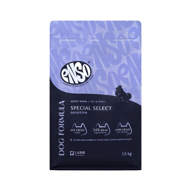 ENSO Dog Formula Special Select сухой корм для взрослых собак мелких и миниатюрных пород со свежим ягненком и добавлением томата - 1,5 кг