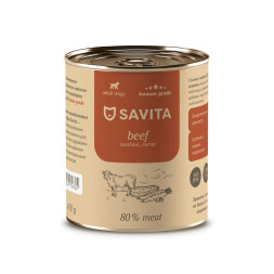 Savita влажный корм для взрослых собак всех пород с говядиной, кабачком и морковью, в консервах - 410 г x 24 шт
