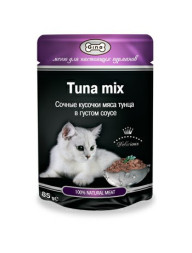 Gina влажный корм для взрослых кошек, с тунцом, в паучах - 85 г х 24 шт